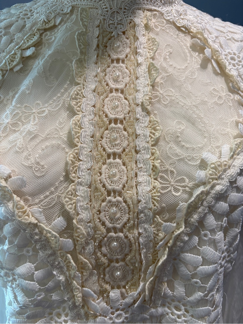 Free People Lou Lou Babydoll Dress NWT Ivory Lace Open Back Size 8 - Picture 10 of 13